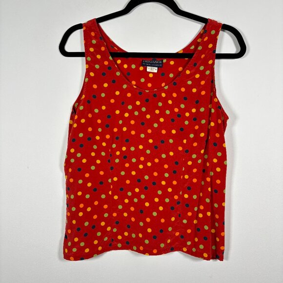 Vintage Silk Polka Dot Tank Top Sleeveless Quiet Luxury Old Money Size Medium - Picture 3 of 6